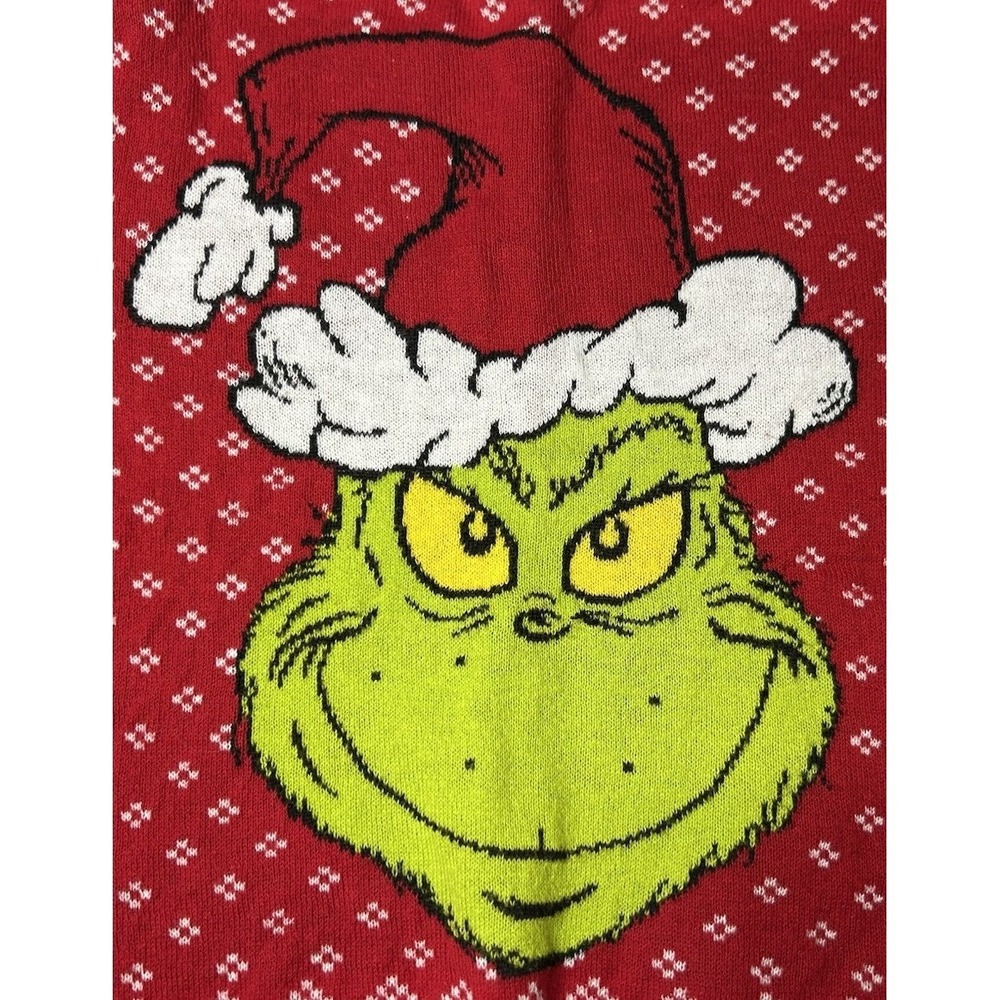 The Grinch Sweater‎ Kids XS Red White Green Grinch Face Holiday Christmas